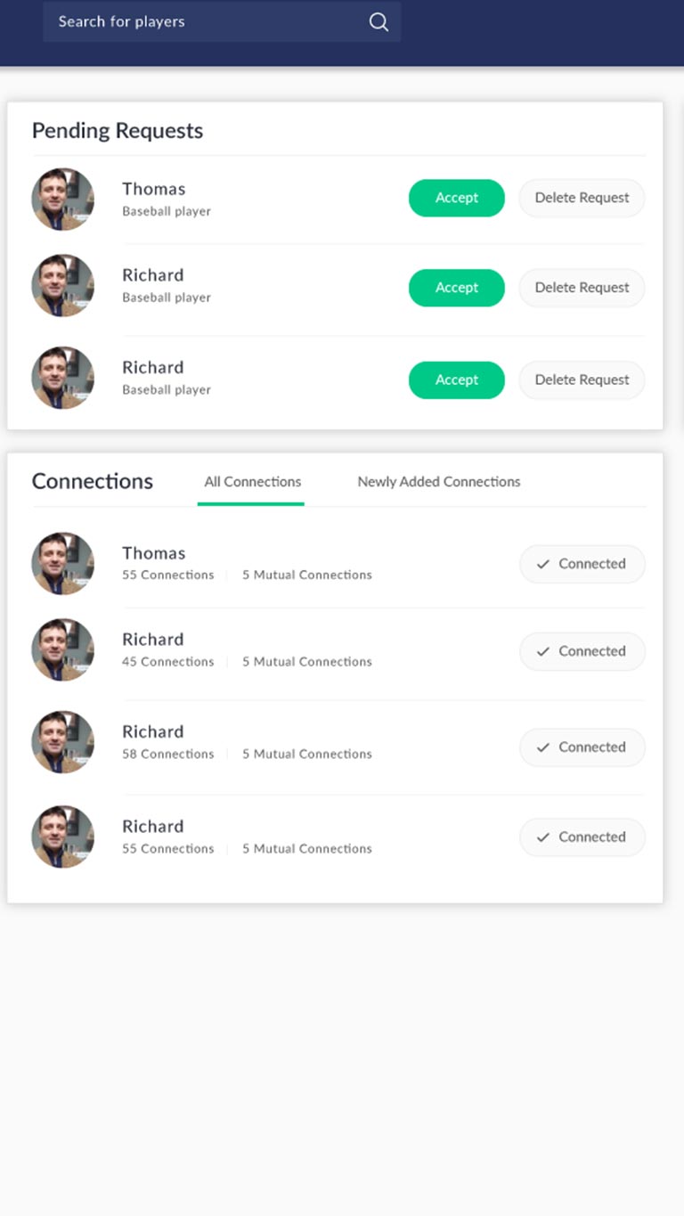 pro-file Connections Page